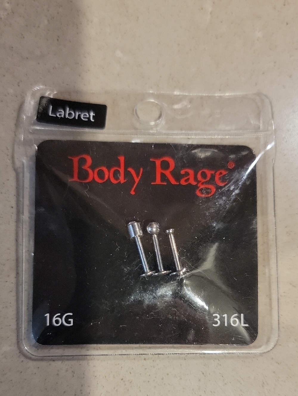 Body Rage 316L Silver Labret Monroe Set - Silver 16G